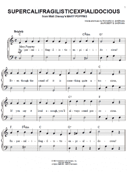 page one of Supercalifragilisticexpialidocious (from Mary Poppins) (Easy Piano)