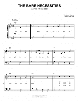 page one of The Bare Necessities (Easy Piano)