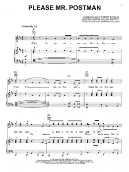 page one of Please Mr. Postman (Piano, Vocal & Guitar Chords (Right-Hand Melody))