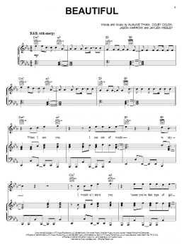 page one of Beautiful (Piano, Vocal & Guitar Chords (Right-Hand Melody))