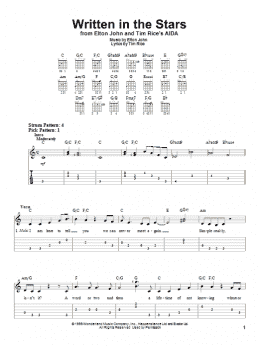 page one of Written In The Stars (from Aida) (Easy Guitar Tab)