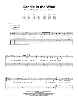 page one of Candle In The Wind (Easy Guitar Tab)