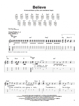 page one of Believe (Easy Guitar Tab)