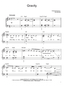 page one of Gravity (Easy Piano)