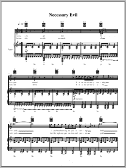 page one of Necessary Evil (Piano, Vocal & Guitar Chords (Right-Hand Melody))