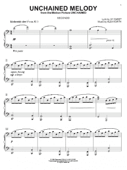 page one of Unchained Melody (Piano Duet)