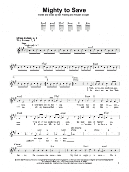 page one of Mighty To Save (Easy Guitar)