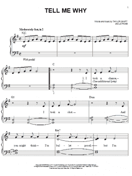 page one of Tell Me Why (Easy Piano)