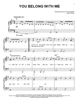 page one of You Belong With Me (Easy Piano)