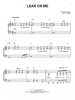 page one of Lean On Me (Easy Piano)