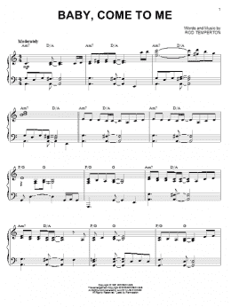 page one of Baby, Come To Me (arr. Larry Moore) (Piano Solo)