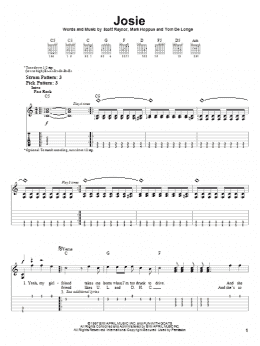 page one of Josie (Easy Guitar Tab)