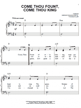 page one of Come Thou Fount, Come Thou King (Easy Piano)