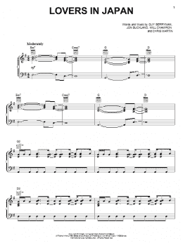 page one of Lovers In Japan (Piano, Vocal & Guitar Chords (Right-Hand Melody))