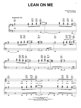 page one of Lean On Me (Piano, Vocal & Guitar Chords (Right-Hand Melody))