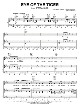 page one of Eye Of The Tiger (Piano, Vocal & Guitar Chords (Right-Hand Melody))