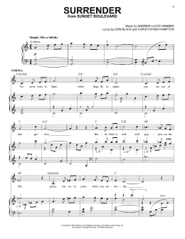 page one of Surrender (Piano & Vocal)