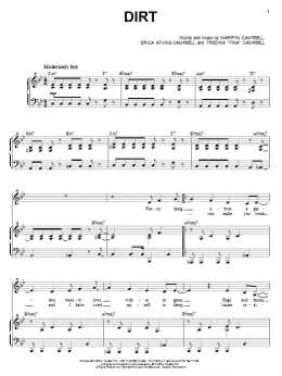 page one of Dirt (Piano, Vocal & Guitar Chords (Right-Hand Melody))