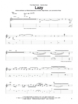 page one of Lazy (Guitar Tab)