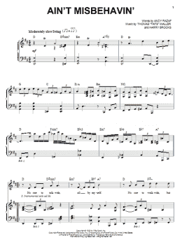 page one of Ain't Misbehavin' (Piano & Vocal)