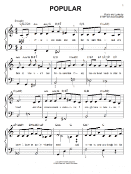 page one of Popular (from Wicked) (Big Note Piano)