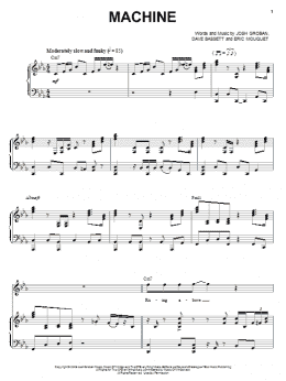 page one of Machine (Piano & Vocal)