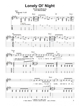 page one of Lonely Ol' Night (Guitar Tab (Single Guitar))