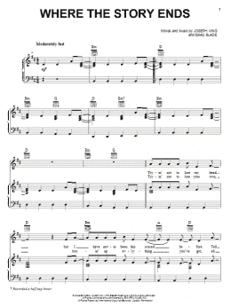 page one of Where The Story Ends (Piano, Vocal & Guitar Chords (Right-Hand Melody))
