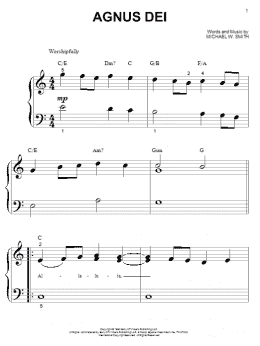 page one of Agnus Dei (Big Note Piano)