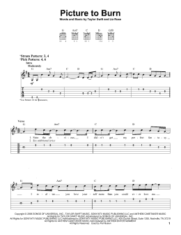 page one of Picture To Burn (Easy Guitar Tab)