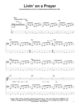 page one of Livin' On A Prayer (Bass Guitar Tab)