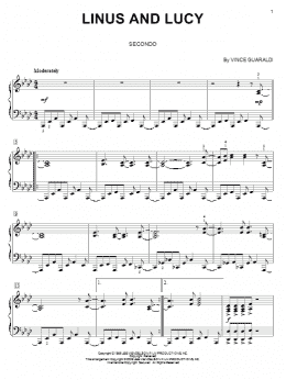 page one of Linus And Lucy (Piano Duet)