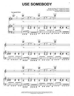 page one of Use Somebody (Piano, Vocal & Guitar Chords (Right-Hand Melody))