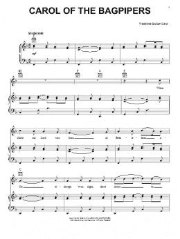page one of Carol Of The Bagpipers (Piano, Vocal & Guitar Chords (Right-Hand Melody))