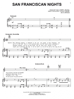 page one of San Franciscan Nights (Piano, Vocal & Guitar Chords (Right-Hand Melody))