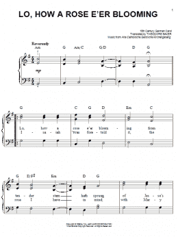 page one of Lo, How A Rose E'er Blooming (Easy Piano)