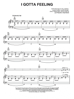 page one of I Gotta Feeling (Piano, Vocal & Guitar Chords (Right-Hand Melody))