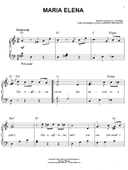 page one of Maria Elena (Easy Piano)