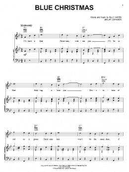 page one of Blue Christmas (Piano, Vocal & Guitar Chords (Right-Hand Melody))