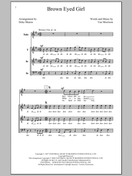 page one of Brown Eyed Girl (arr. Deke Sharon) (TTBB Choir)