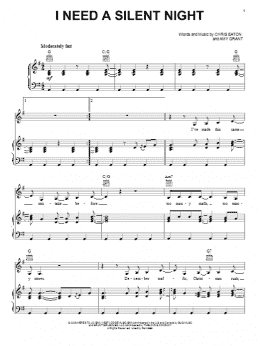 page one of I Need A Silent Night (Piano, Vocal & Guitar Chords (Right-Hand Melody))