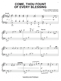 page one of Come, Thou Fount of Every Blessing (Piano Solo)