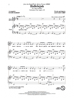 page one of Hallelujah (arr. Roger Emerson) (2-Part Choir)