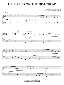 page one of His Eye Is On The Sparrow (Piano Solo)