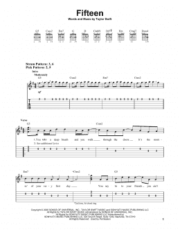 page one of Fifteen (Easy Guitar Tab)