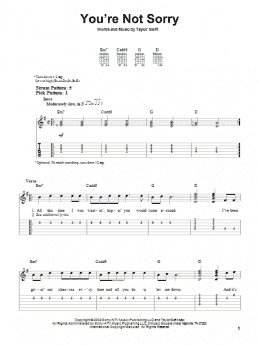 page one of You're Not Sorry (Easy Guitar Tab)