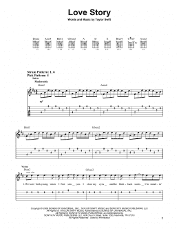 page one of Love Story (Easy Guitar Tab)