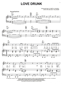 page one of Love Drunk (Piano, Vocal & Guitar Chords (Right-Hand Melody))