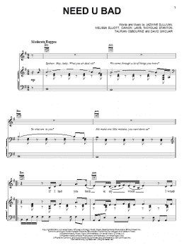 page one of Need U Bad (Piano, Vocal & Guitar Chords (Right-Hand Melody))