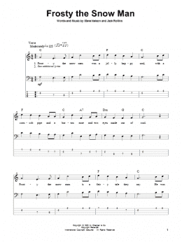 page one of Frosty The Snow Man (Bass Guitar Tab)